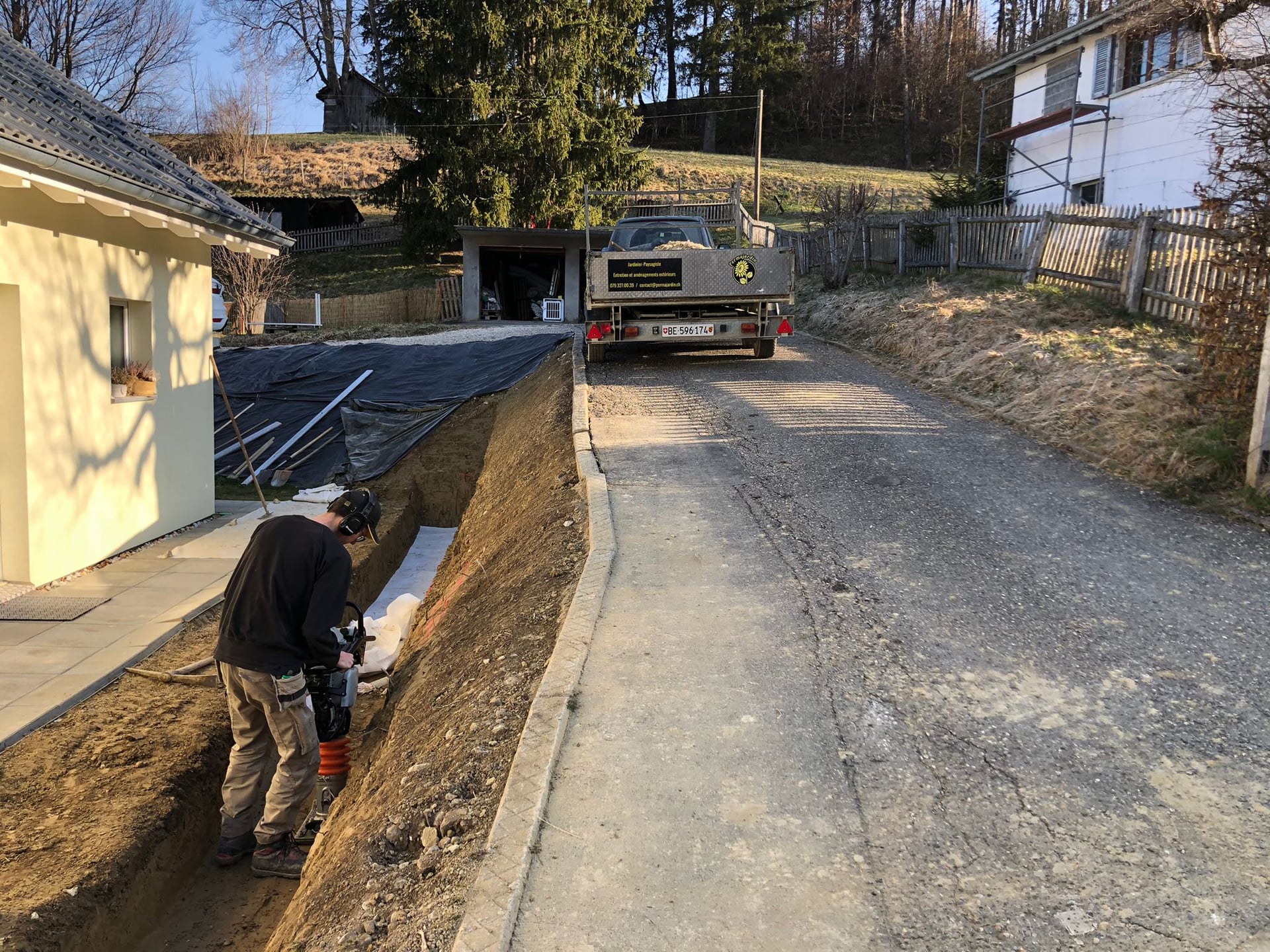 Chantier de terrassement, réalisation Permajardin, Création